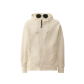 Sweat-shirt zippé à capuche coton polaire relief diagonal blanc lunettes