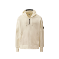 Sweat-shirt à capuche zippé coton polaire relief diagonal blanc lentille