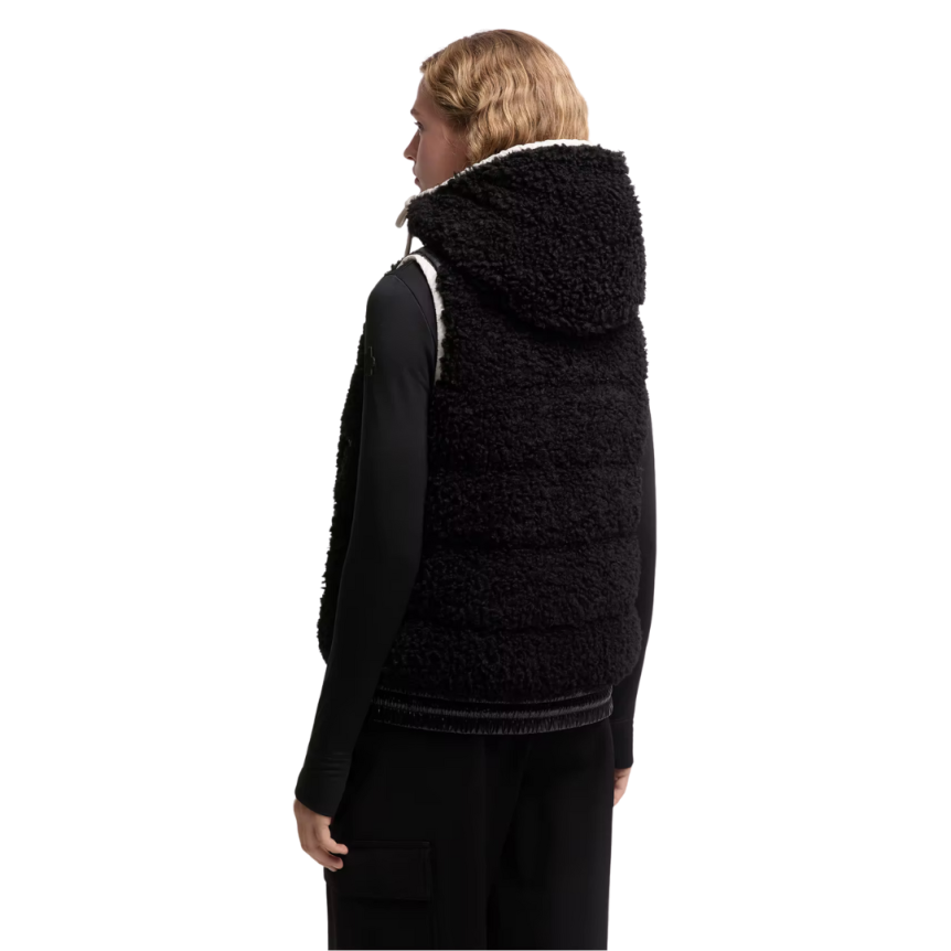 Gilet sans manche doudoune capuche bi matière polaire teddy noir Moncler Grenoble