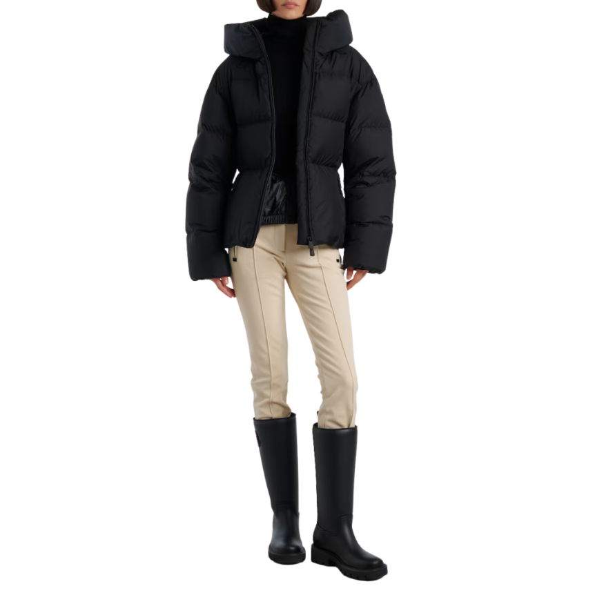 Doudoune à capuche courte cintrée Nisene nylon noir mat ceinture Moncler Grenoble