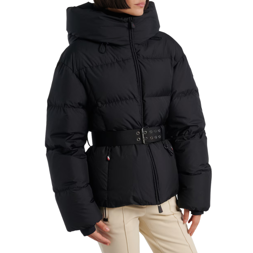 Doudoune à capuche courte cintrée Nisene nylon noir mat ceinture Moncler Grenoble