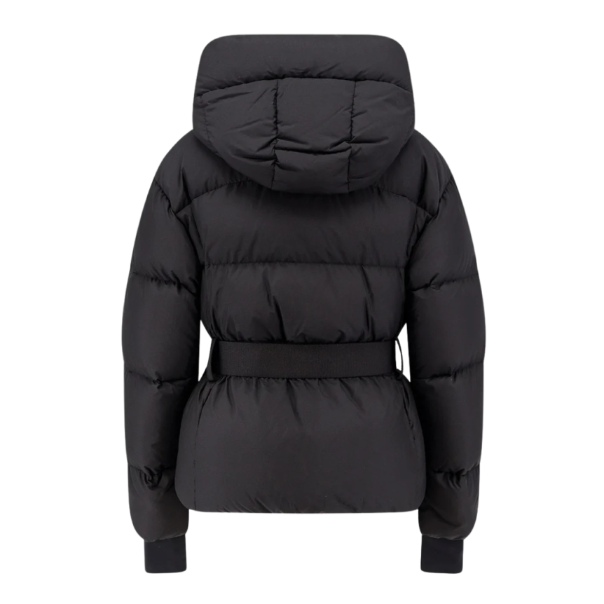 Doudoune à capuche courte cintrée Nisene nylon noir mat ceinture Moncler Grenoble