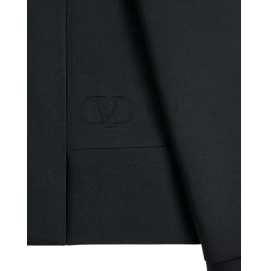 Sweat-shirt cardigan VALENTINO zippé à capuche néoprène noir Vlogo relief