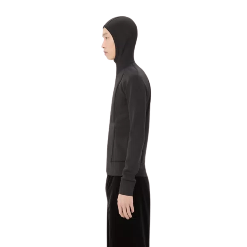 Sweat-shirt cardigan VALENTINO zippé à capuche néoprène noir Vlogo relief