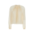 Blouse manche longue ballon mousseline soie voile écru fleurs brodée