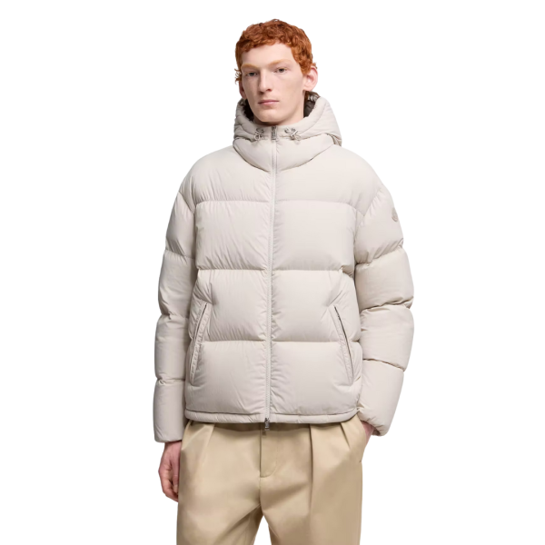 Doudoune courte à capuche MONCLER Meriera gris beige