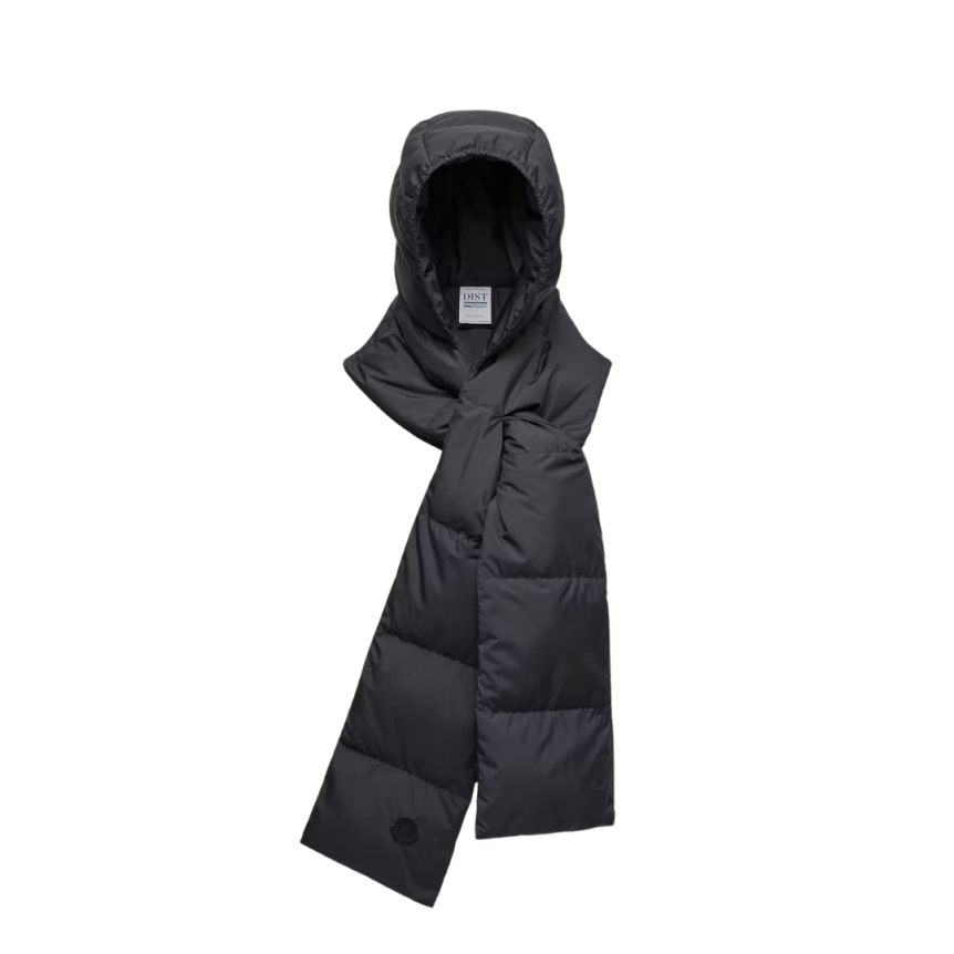 Echarpe doudoune MONCLER capuche nylon noir poche pression