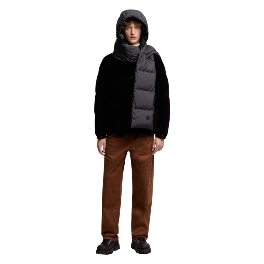 Echarpe doudoune MONCLER capuche nylon noir poche pression