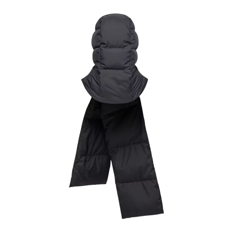 Echarpe doudoune MONCLER capuche nylon noir poche pression