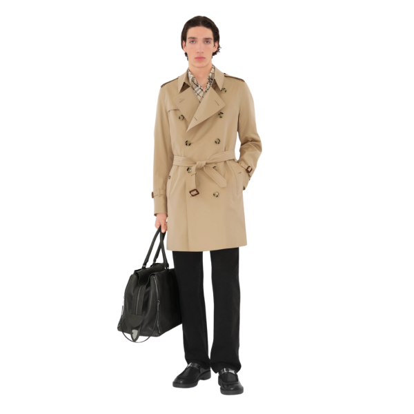 Trench Héritage mi-long BURBERRY Kensington coton beige check col