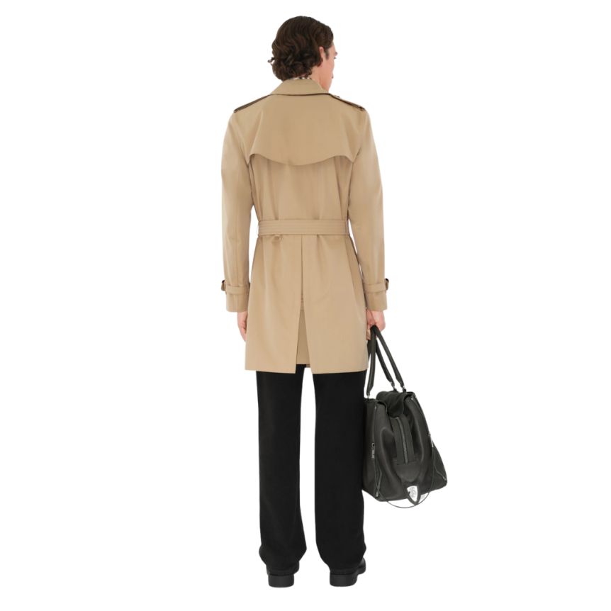 Trench Héritage mi-long BURBERRY Kensington coton beige check col