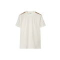 T-shirt coton blanc cassé broderie EDK Check beige epaule