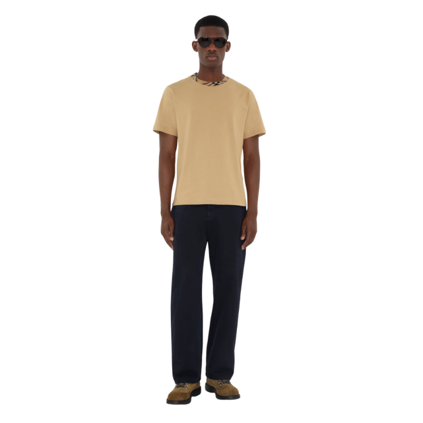 T-shirt BURBERRY Ryan coton jersey beige col Check