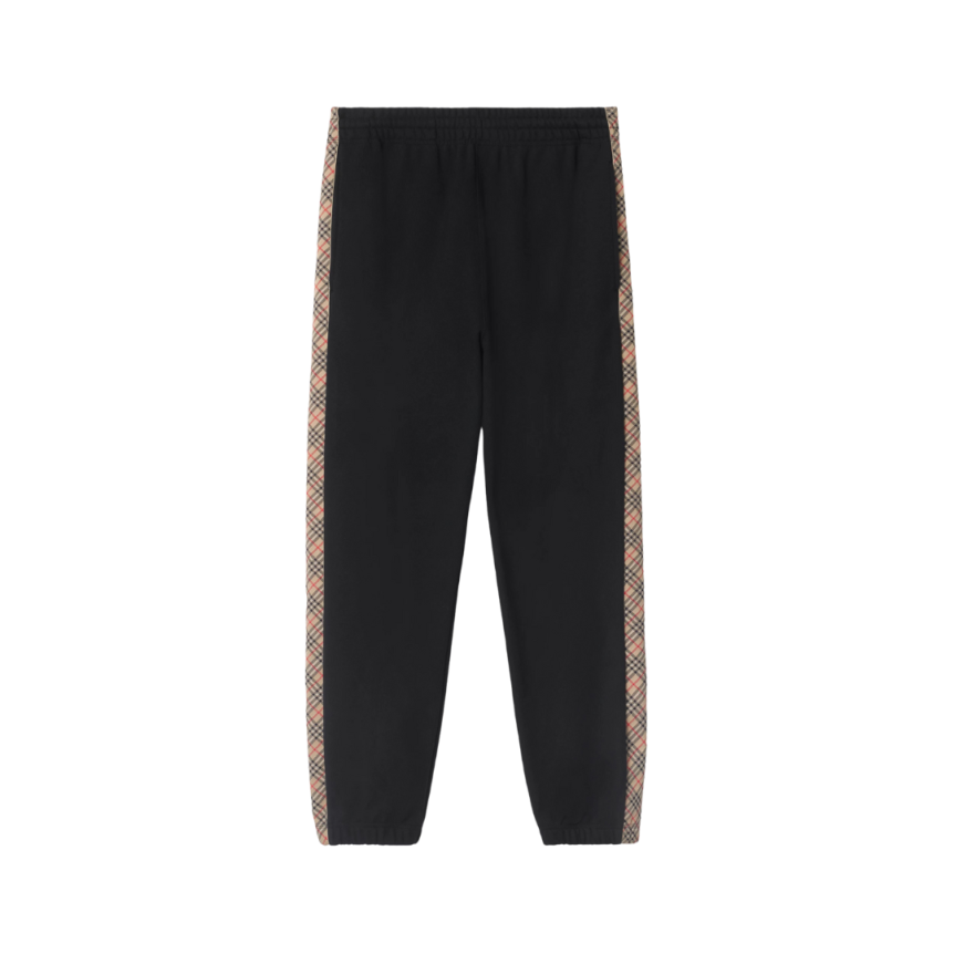 Pantalon de survêtement BURBERRY Sid jogging coton noir bande Check beige