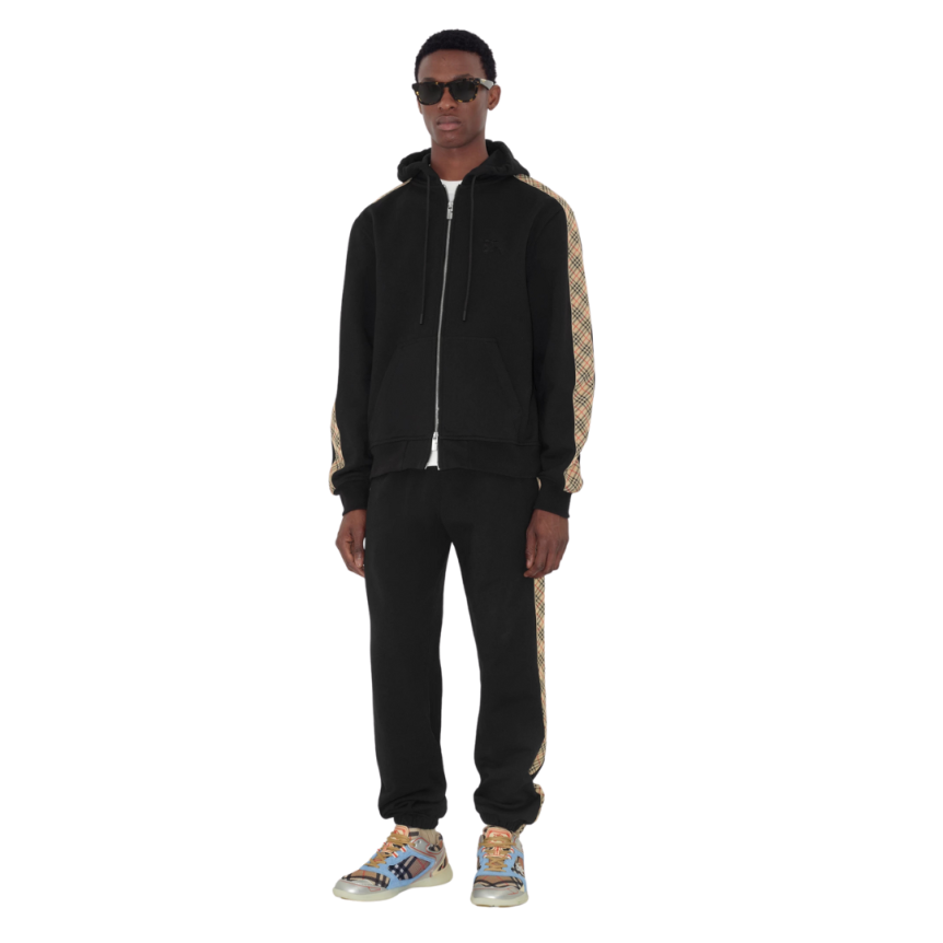 Pantalon de survêtement BURBERRY Sid jogging coton noir bande Check beige