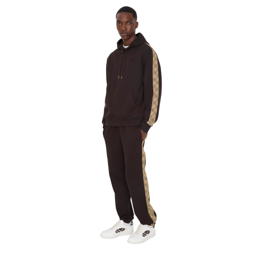 Pantalon de survêtement BURBERRY Sid jogging coton noir bande Check beige