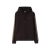 Sweat-shirt à capuche hoodie slim Simon coton noir bande check beige