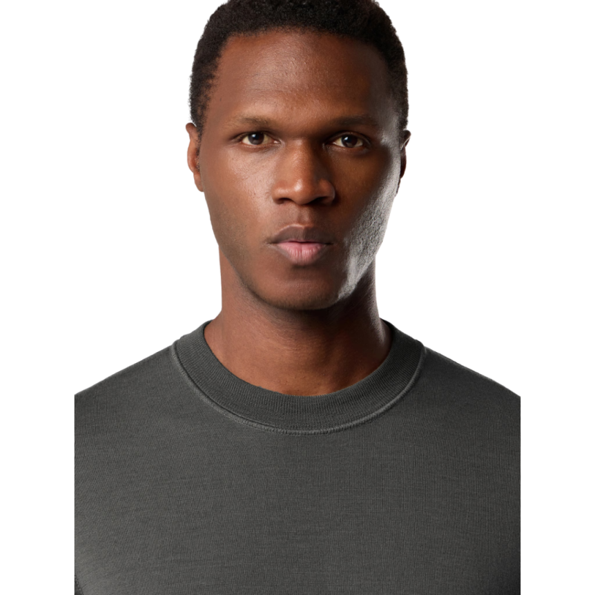 Pull col rond STONE ISLAND laine vierge gris anthracite logo Ghost