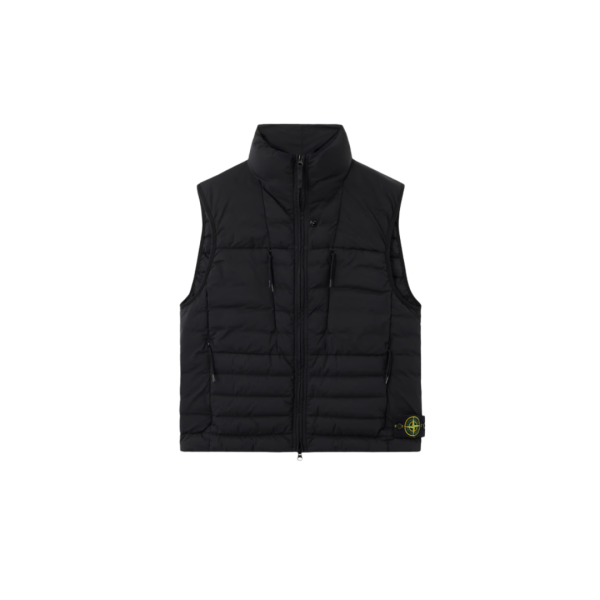 Gilet sans manche STONE ISLAND doudoune nylon fin noir col montant