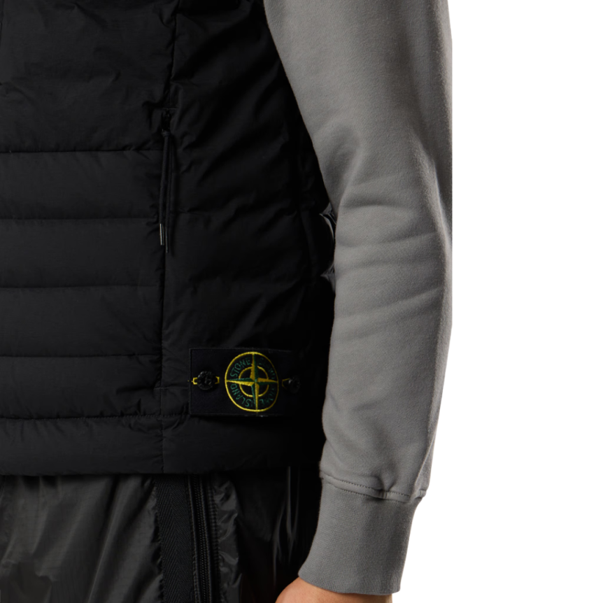 Gilet sans manche STONE ISLAND doudoune nylon fin noir col montant