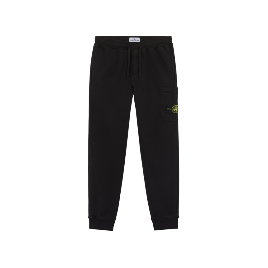 Pantalon survêtement jogger STONE ISLAND molleton coton bio noir slim cargo poches