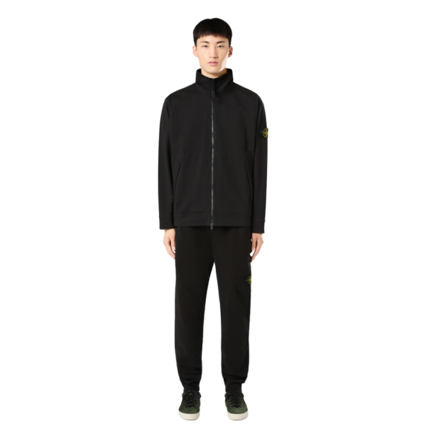 Pantalon survêtement jogger STONE ISLAND molleton coton bio noir slim cargo poches