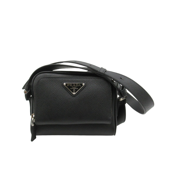 Sac Camera bag PRADA bandoulière nylon recyclé cuir noir logo triangle émail