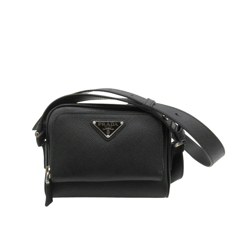 Sac Camera bag PRADA bandoulière nylon recyclé cuir noir logo triangle émail