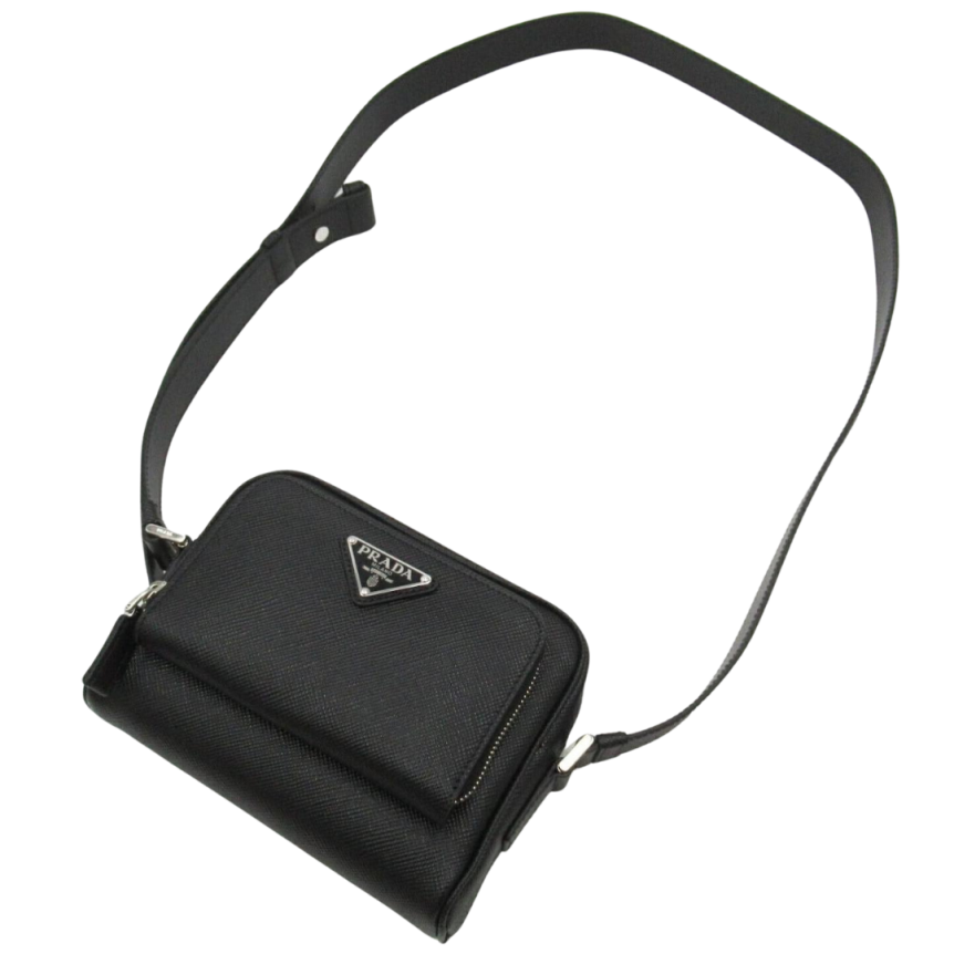 Sac Camera bag PRADA bandoulière nylon recyclé cuir noir logo triangle émail