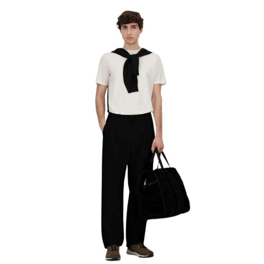 Pantalon pince HERNO nylon noir ceinture élastique cordon