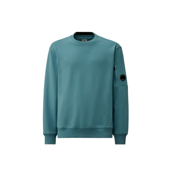 Sweat-shirt CP COMPANY col rond coton bleu mer égée