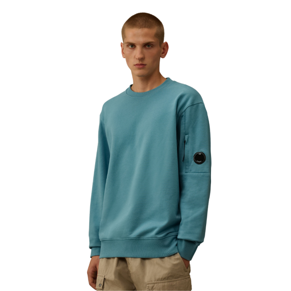 Sweat-shirt CP COMPANY col rond coton bleu mer égée
