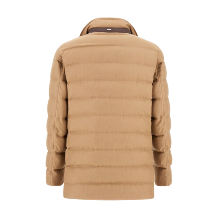 Caban croisé HERNO laine viscose matelassé beige sable