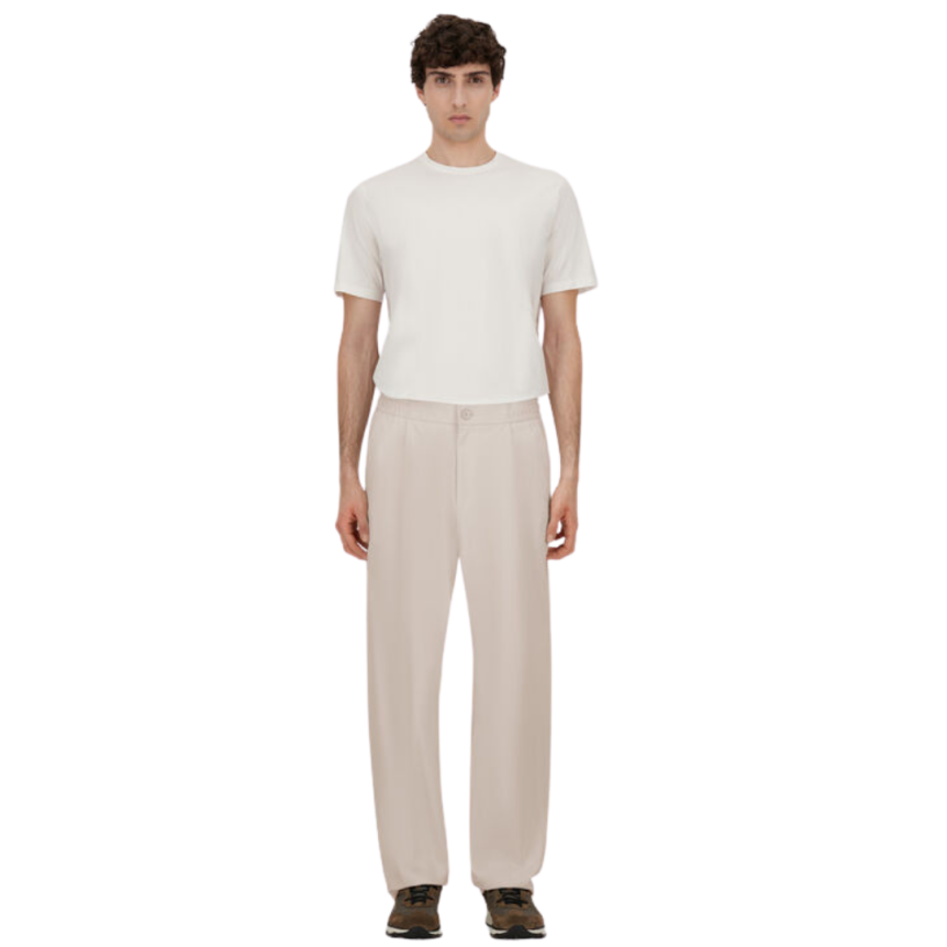 Pantalon HERNO twill nylon stretch écru beige ceinture élastique cordon