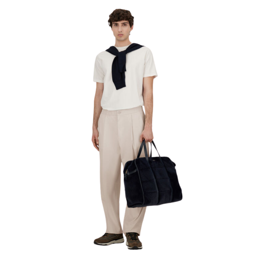 Pantalon HERNO twill nylon stretch écru beige ceinture élastique cordon