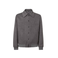Blouson col chemise bouton pression laine flanelle gris anthracite FF relief