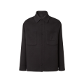 Veste col chemise boutonnée laine soie gris anthracite FF relief poche