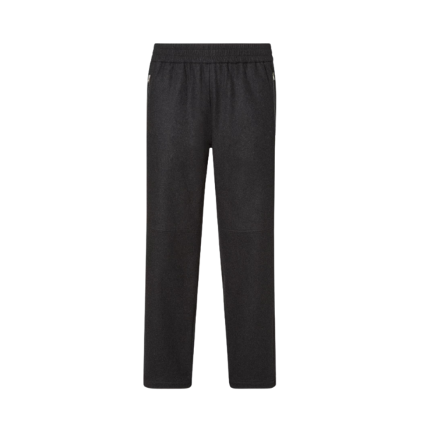 Pantalon jogging FENDI taille élastique cachemire gris anthracite poche zippée