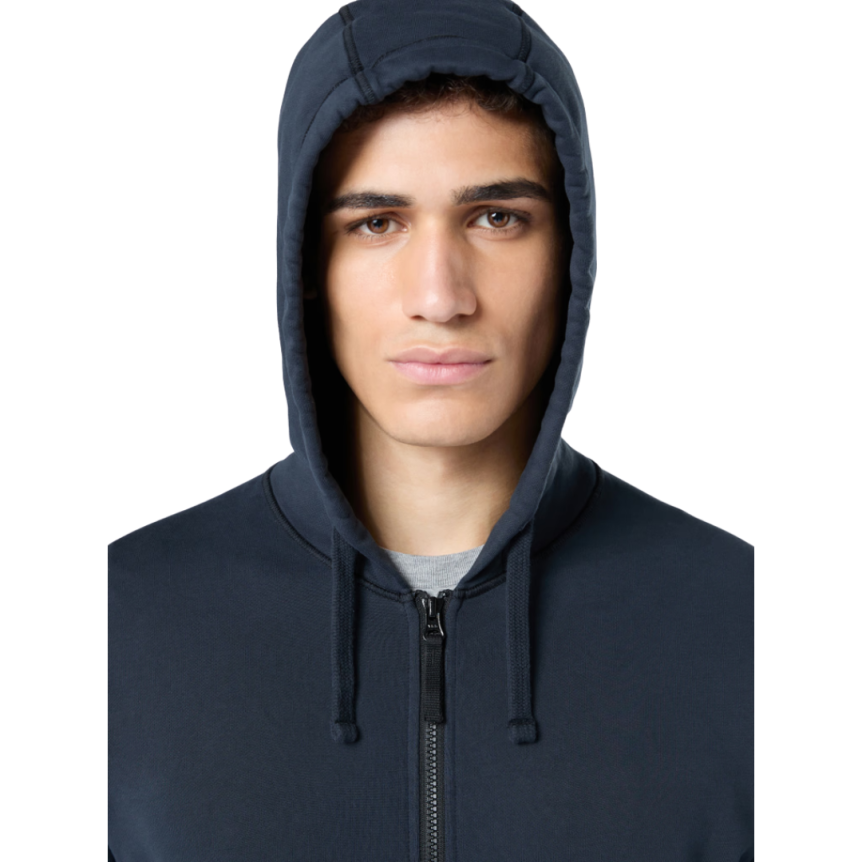Sweat-shirt zippé à capuche STONE ISLAND molleton coton bio bleu marine
