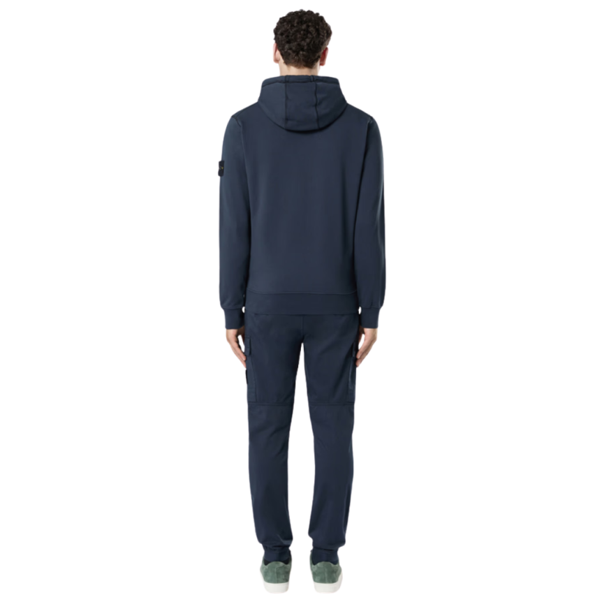 Sweat-shirt zippé à capuche STONE ISLAND molleton coton bio bleu marine