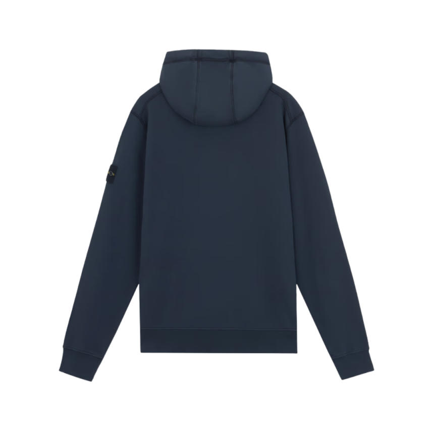 Sweat-shirt zippé à capuche STONE ISLAND molleton coton bio bleu marine
