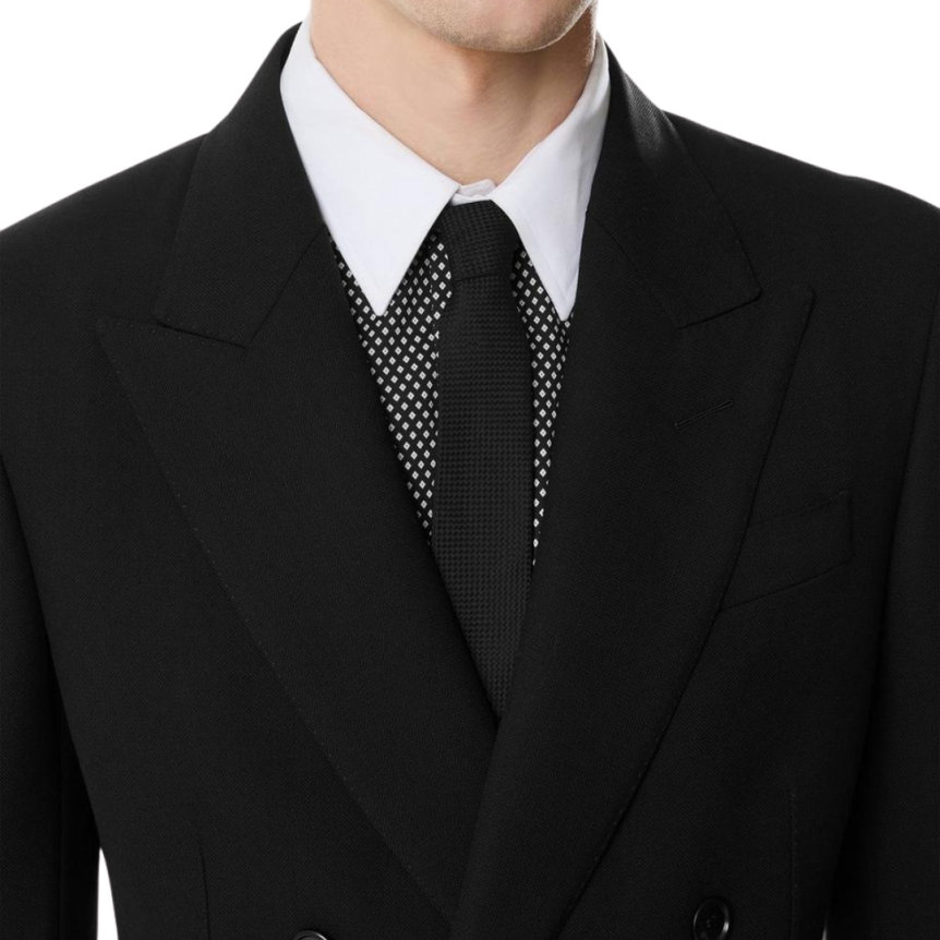 Veste croisée de costume TOM FORD laine grain poudre noir