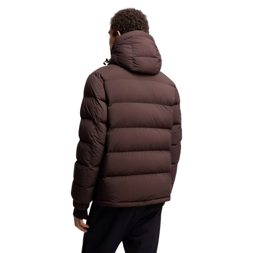 Doudoune de ski à capuche MONCLER Isorno nylon stretch marron logo Grenoble