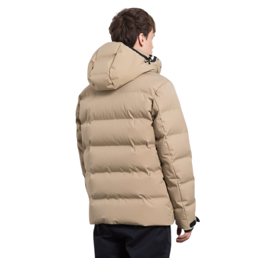 Doudoune courte à capuche MONCLER Montgetech nylon beige logo Grenoble poche manche