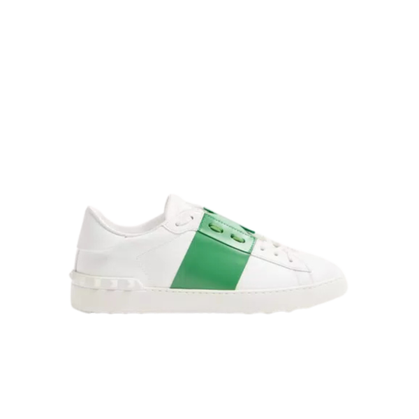 Baskets Sneakers VALENTINO GARAVANI Open cuir veau blanc bande verte
