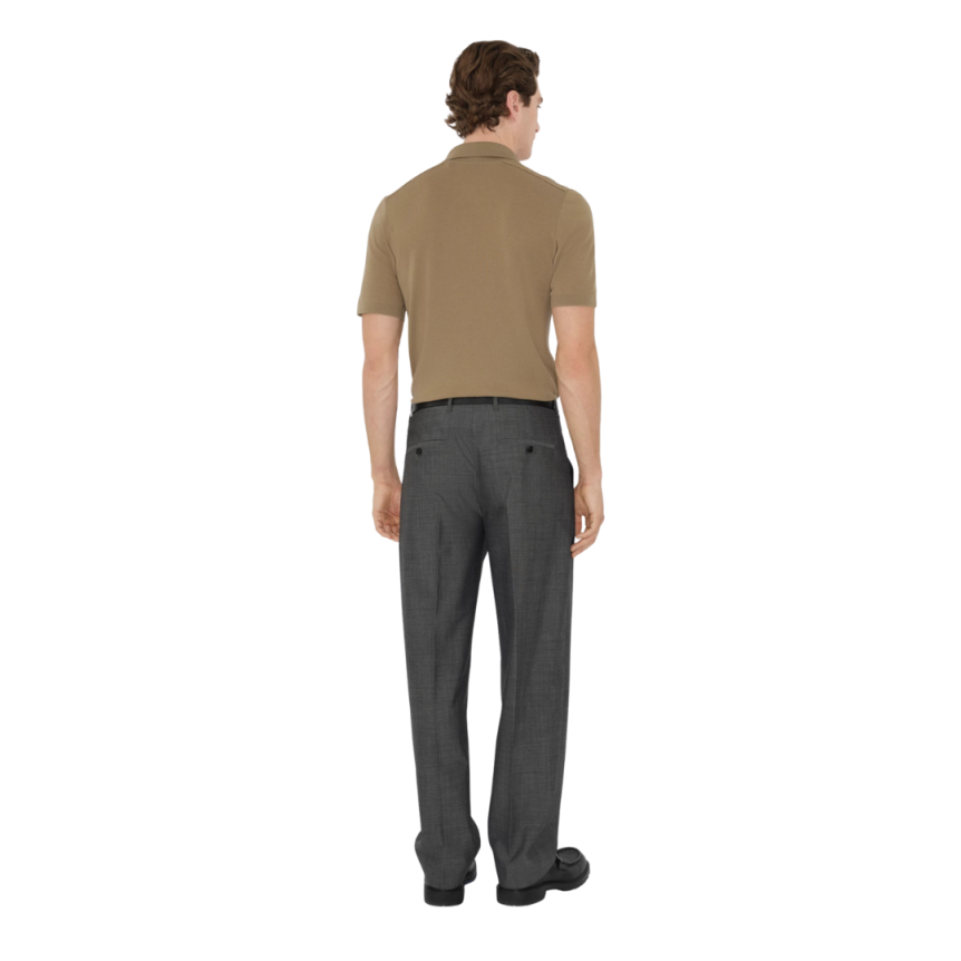 Polo manche courte BURBERRY laine camel intérieur check carreau beige