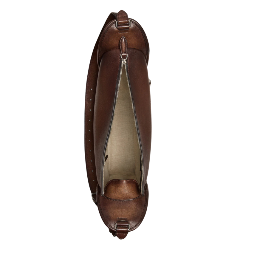 Sac Bandoulière BERLUTI Périple Hobo Cuir marron Scritto