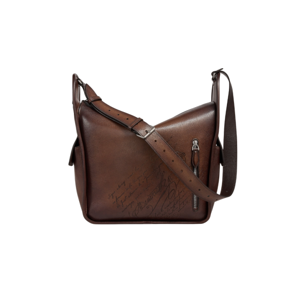 Sac Bandoulière BERLUTI Périple Hobo Cuir marron Scritto
