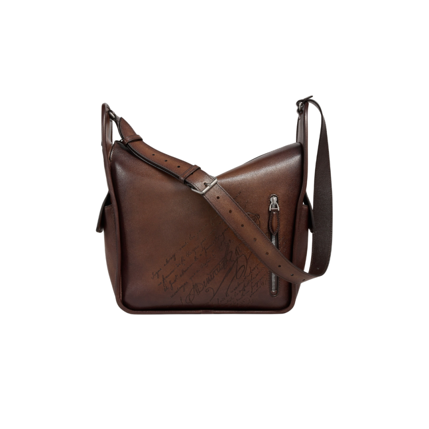 Sac Bandoulière BERLUTI Périple Hobo Cuir marron Scritto