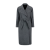 Manteau long croisé sergé laine rayé noir blanc ceinture à nouer